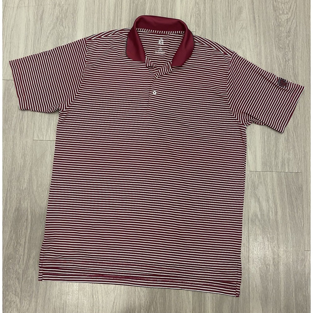 Turtleson Tour Performance Polo Shirt Men XL Red Stripes Stretch‎ Gaston NC EUC